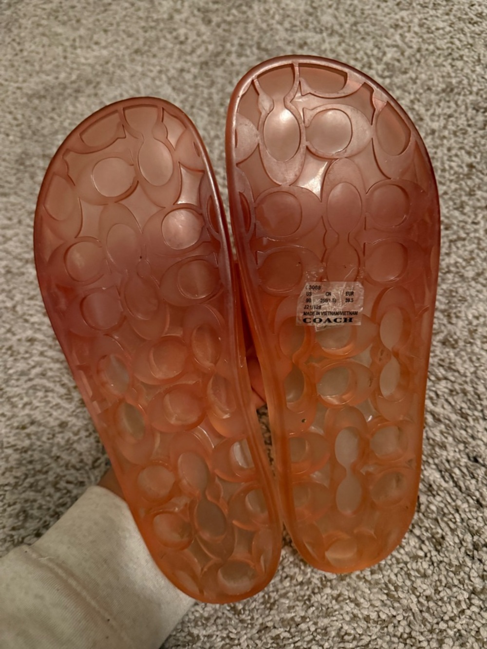 Coach Translucent Slide Sandals in Burnt Orange - Picture 7 of 7